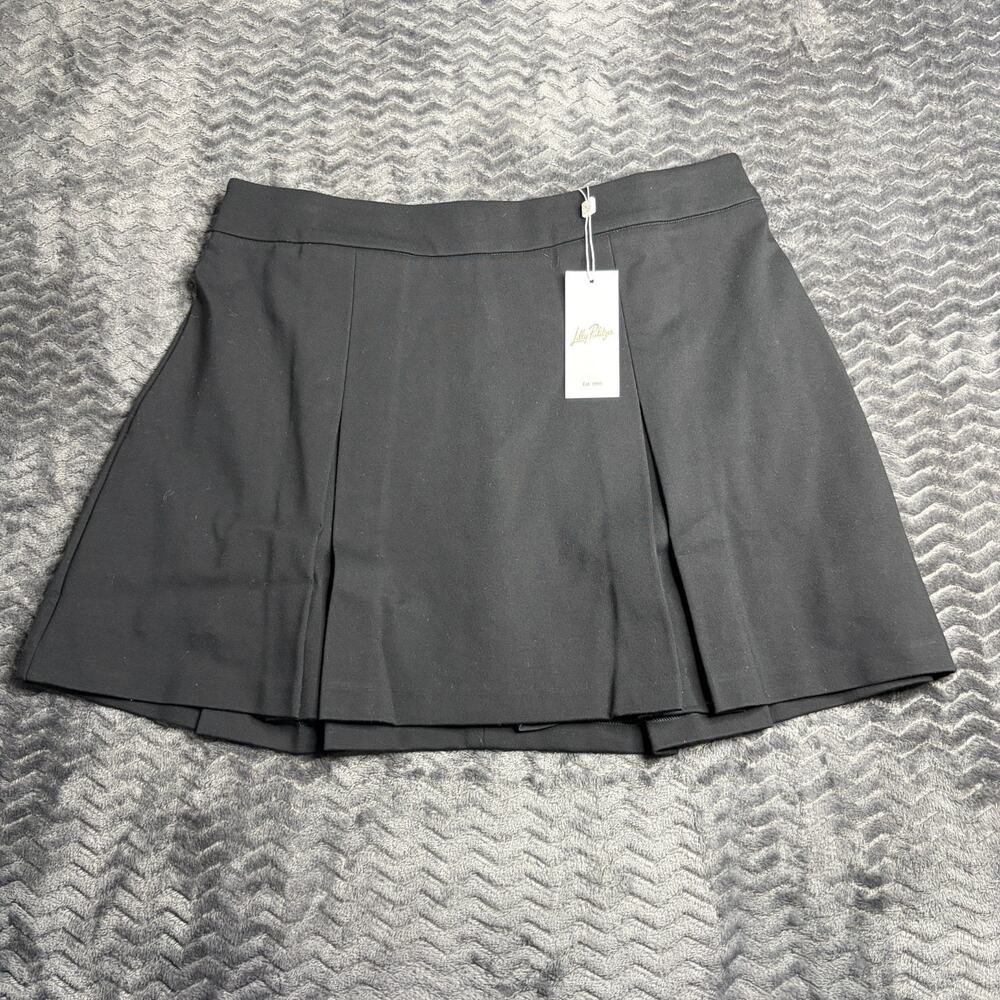 Lilly Pulitzer Size 12 Delvey Mini Skort Pleaded Panel Front Noir Black NWT